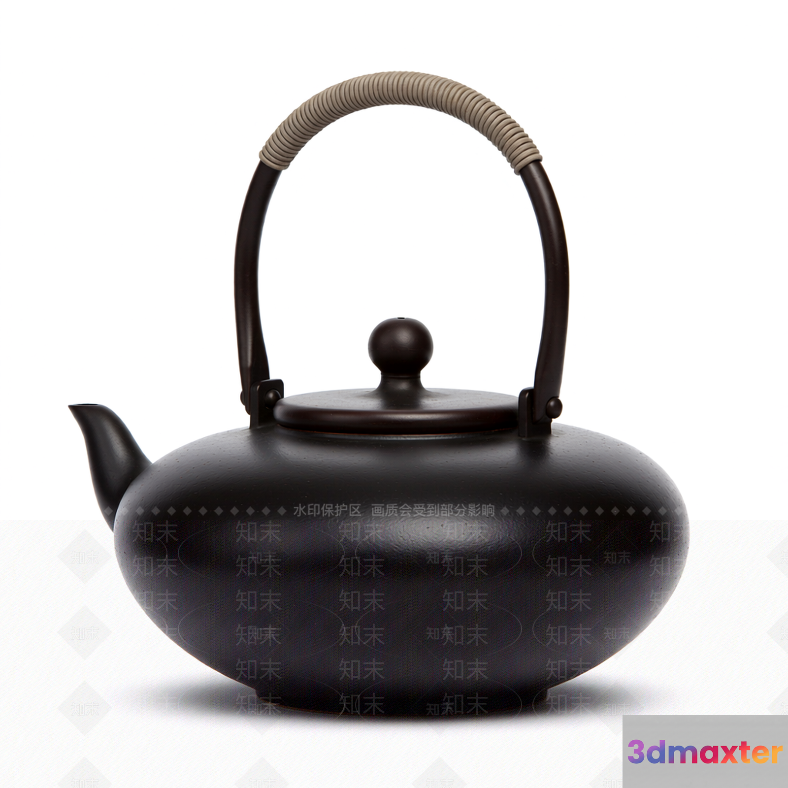 A Black Teapot 3D Model - 14577 - VRAY Render