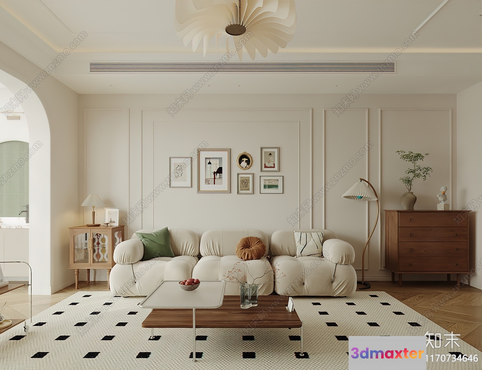 Modern Living Room 3D Model - 10295 - VRAY Render