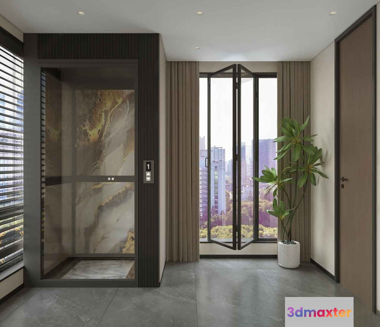 Modern Elevator Room 3D Model - 6542 - VRAY Render
