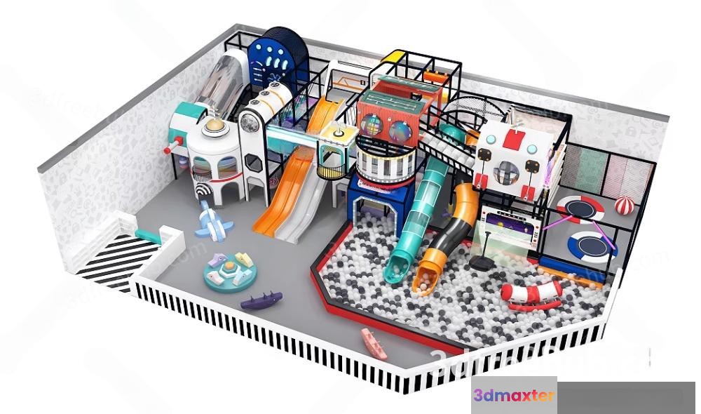 This Image Depicts A 3D Model Of A Children'S Play Area 3D Model - 19358 - VRAY Render