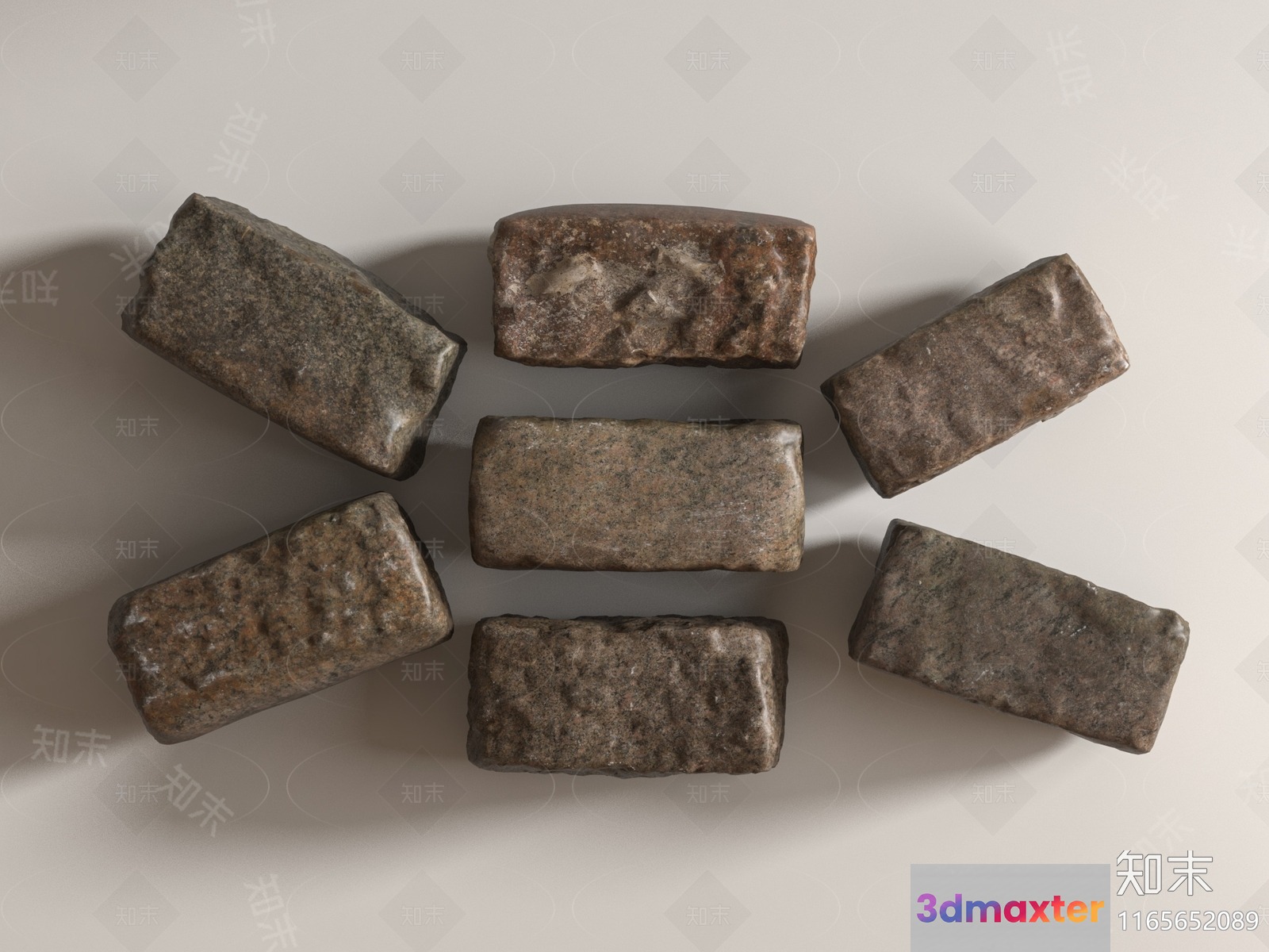 Seven Rectangular Stones 3D Model - 4261 - VRAY Render