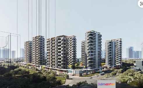 Tall Modern Buildings 3D Model - 8214 - VRAY Render