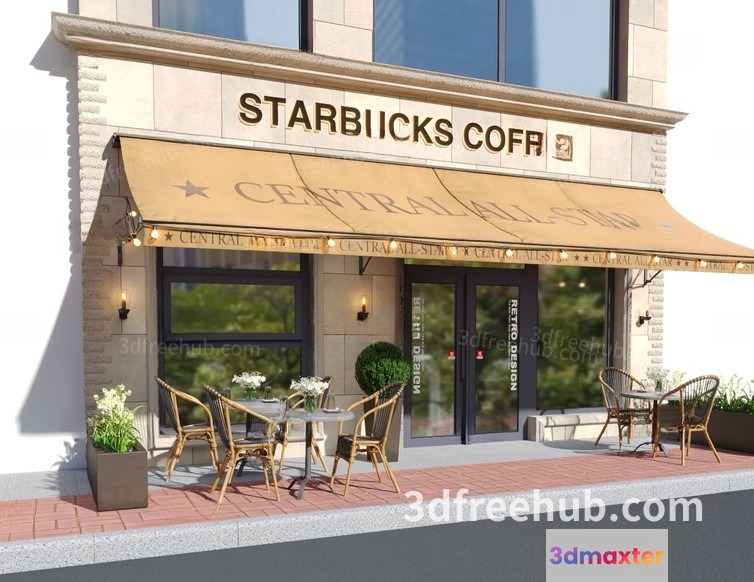 A Starbucks Coffee Shop 3D Model - 19424 - VRAY Render