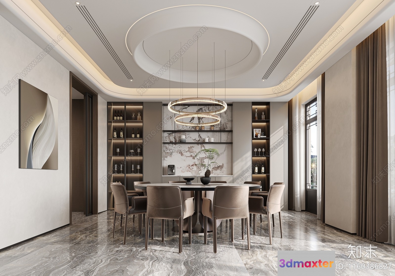 Modern Dining Room 3D Model - 1399 - CORONA Render