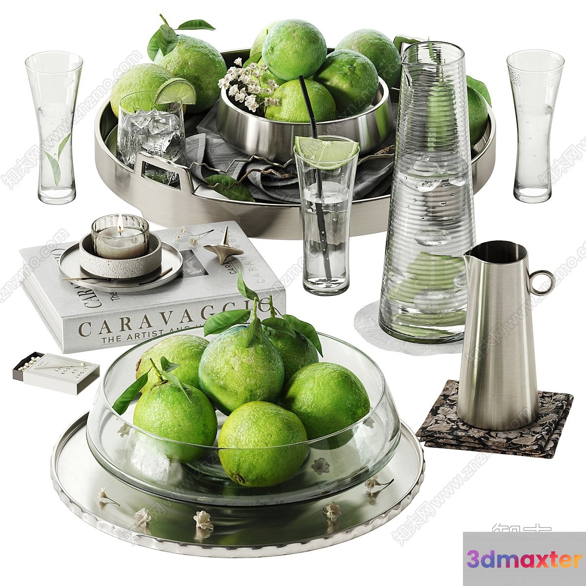 A Collection Of Kitchenware And Fruit 3D Model - 16096 - VRAY Render
