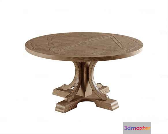 A Round Wooden Table 3D Model - 8554 - VRAY Render