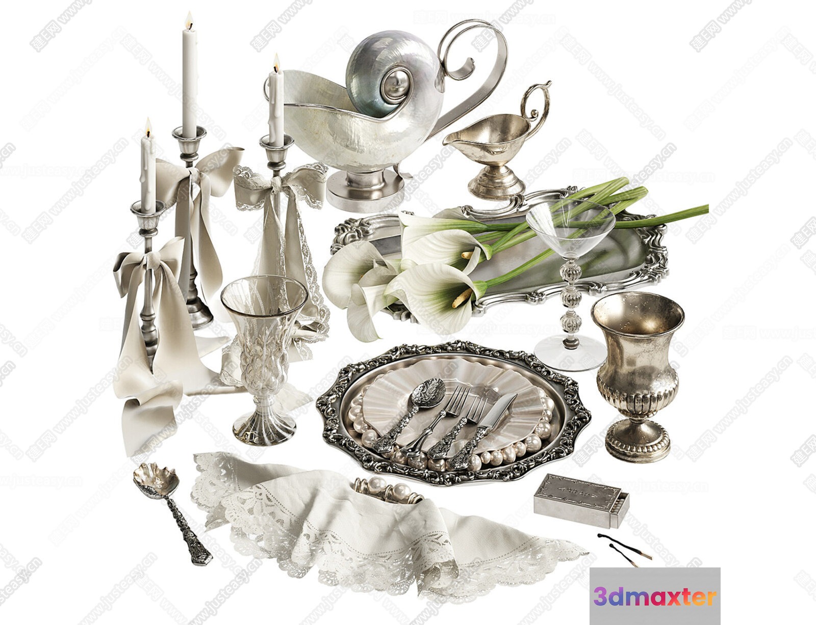 Silver Tableware 3D Model - 12833 - CORONA Render