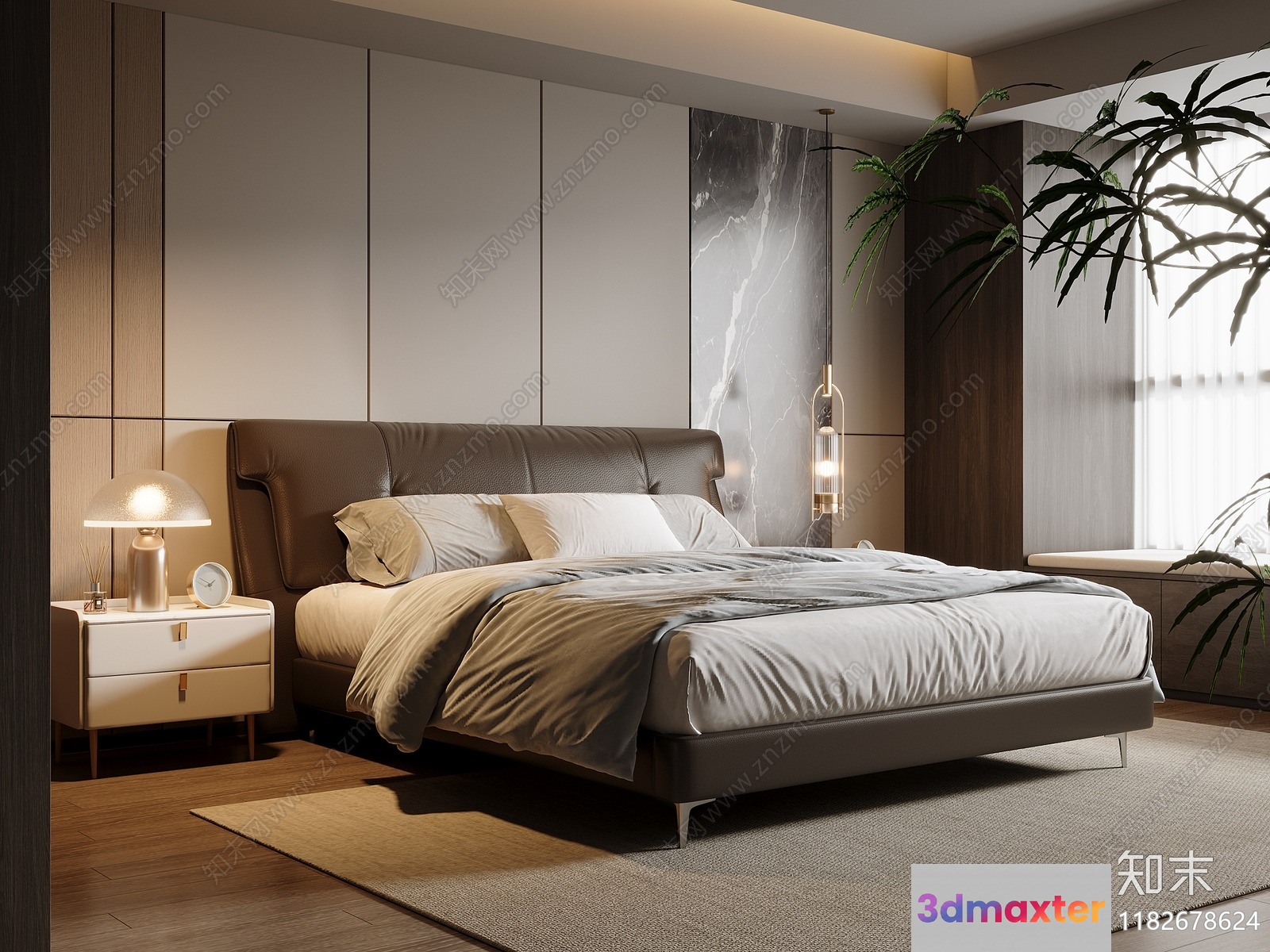 Cozy Modern Bedroom 3D Model - 16670 - CORONA Render