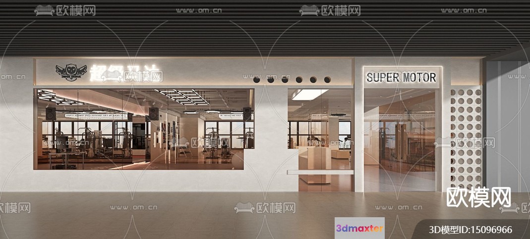A Store Front With A Sign That Says Super Motor 3D Model - 16771 - VRAY Render