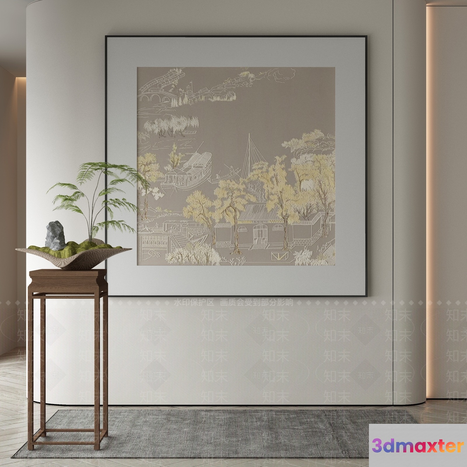 Modern Asian-Inspired Artwork 3D Model - 12660 - VRAY Render
