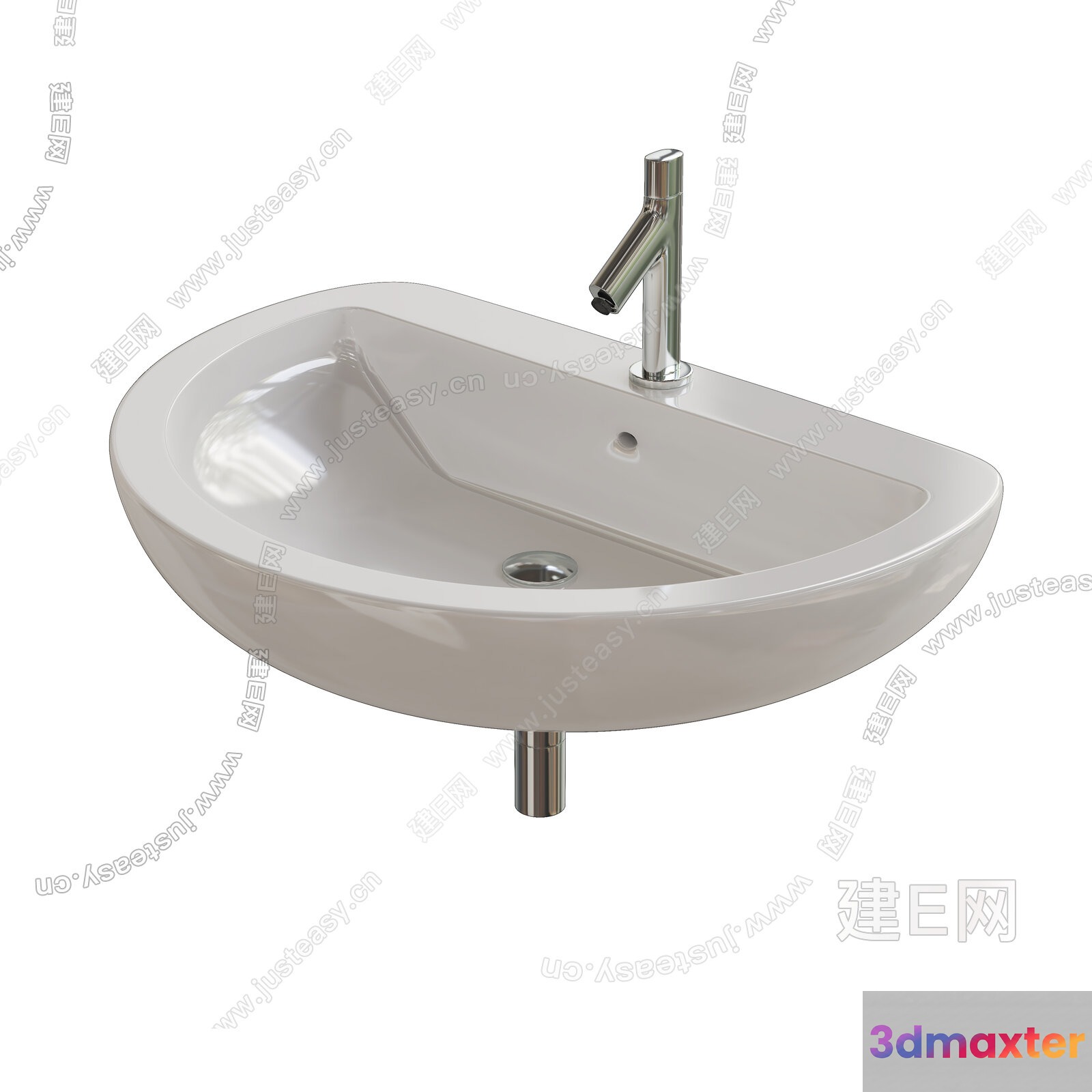 A White Sink With A Silver Faucet 3D Model - 2698 - VRAY Render