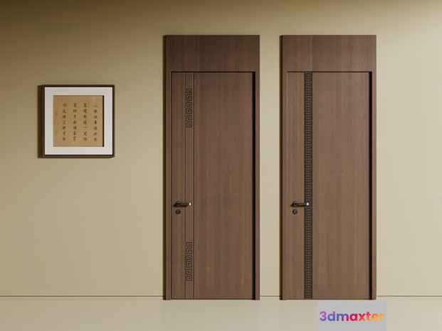 Two Wooden Doors 3D Model - 509 - VRAY Render