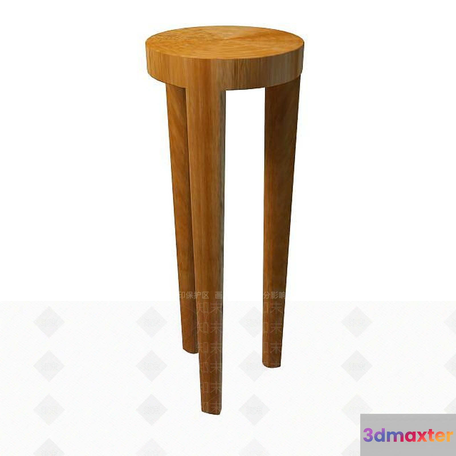 A Small Wooden Stool 3D Model - 1975 - VRAY Render