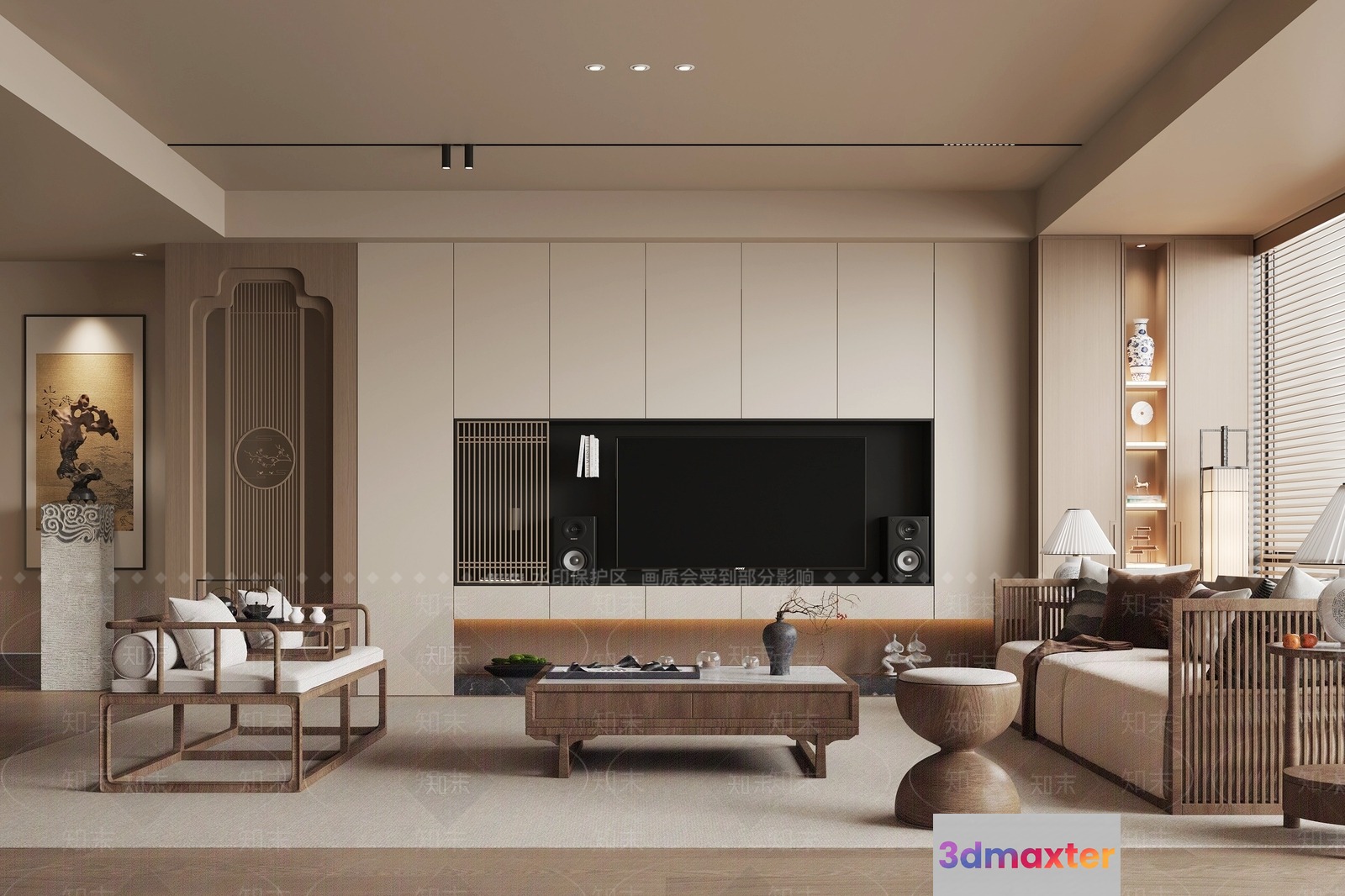 Modern Living Room 3D Model - 8180 - VRAY Render