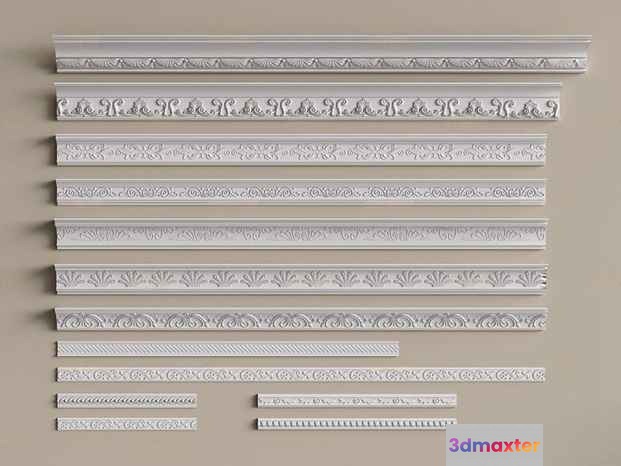 Decorative White Trim 3D Model - 12950 - VRAY Render