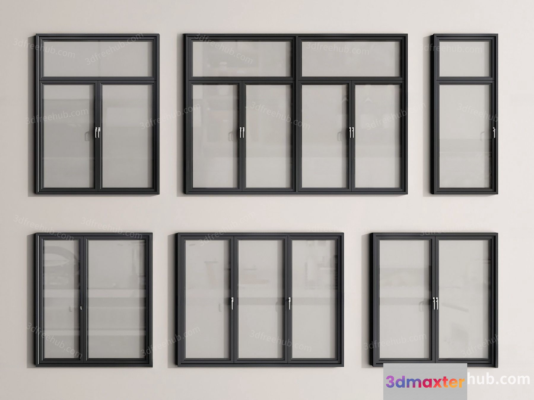A Collection Of Windows 3D Model - 5858 - VRAY Render