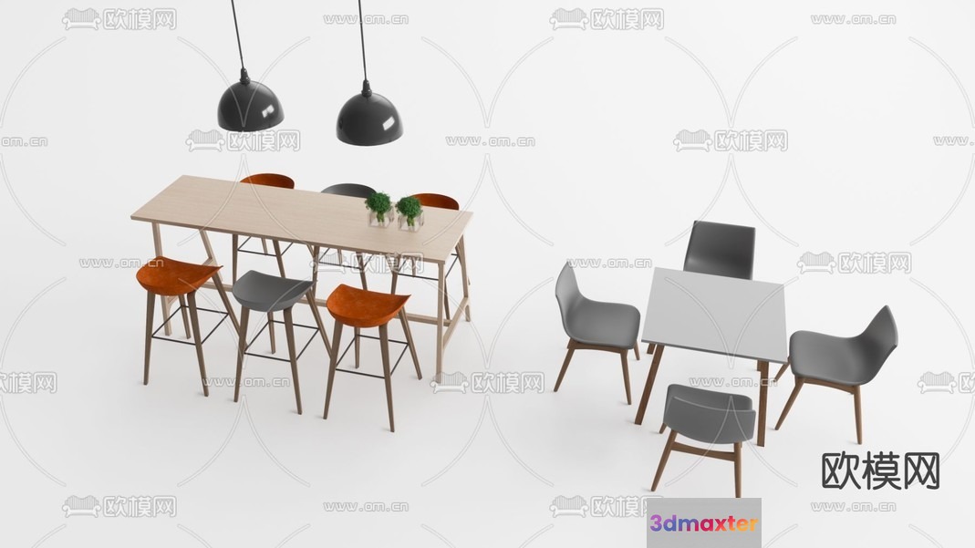 Modern Dining Table 3D Model - 874 - VRAY Render
