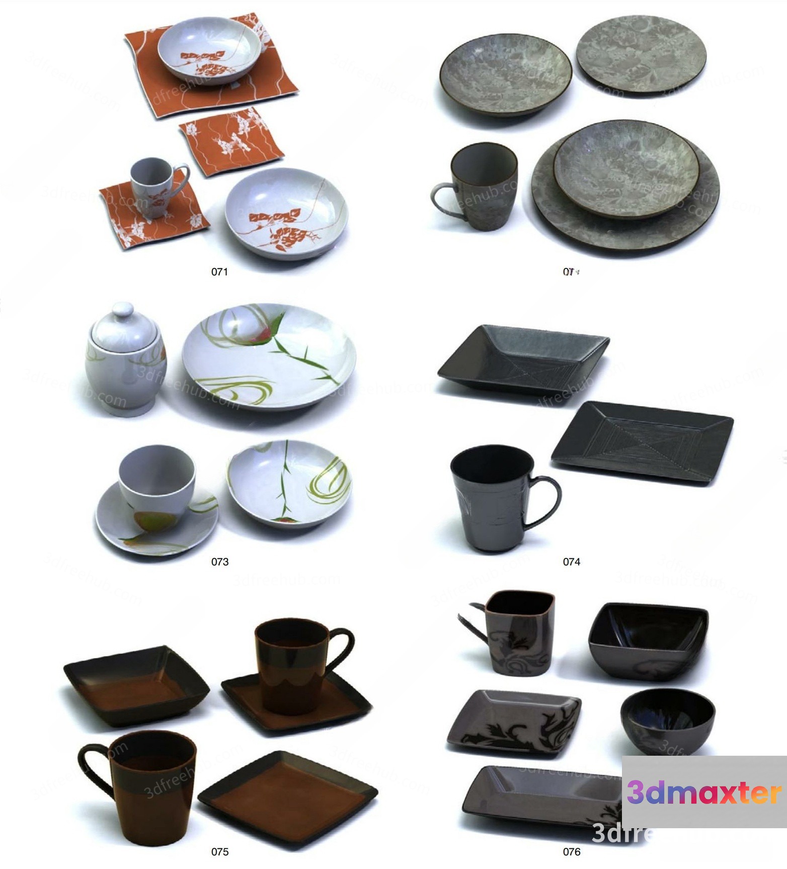 A Collection Of Dishes 3D Model - 17493 - VRAY Render