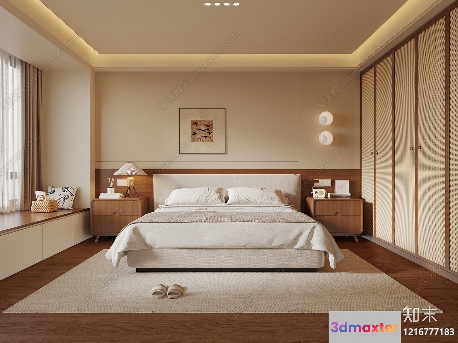 Cozy Modern Bedroom 3D Model - 16497 - VRAY Render