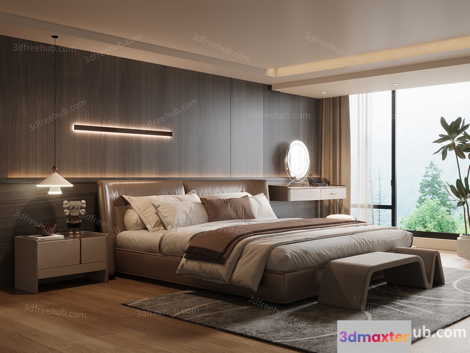 Cozy Modern Bedroom 3D Model - 19858 - VRAY Render