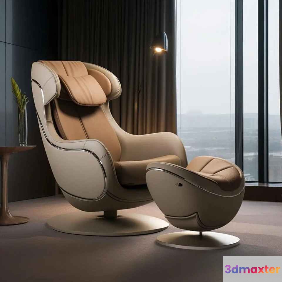 Modern Leather Chair 3D Model - 8802 - VRAY Render