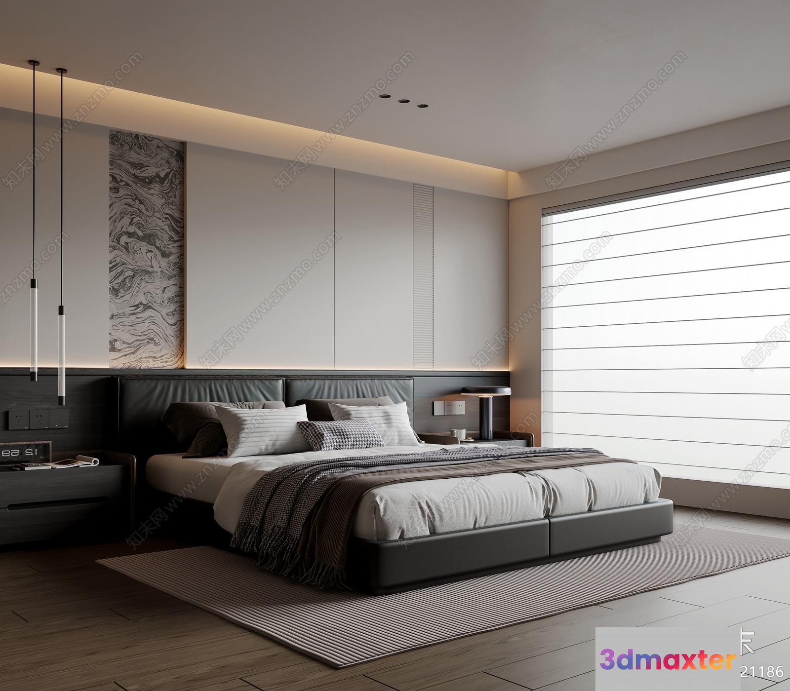Cozy Modern Bedroom 3D Model - 5856 - VRAY Render