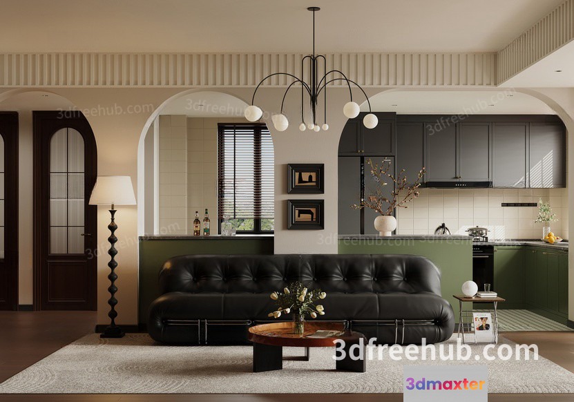 Modern Living Room 3D Model - 19675 - VRAY Render