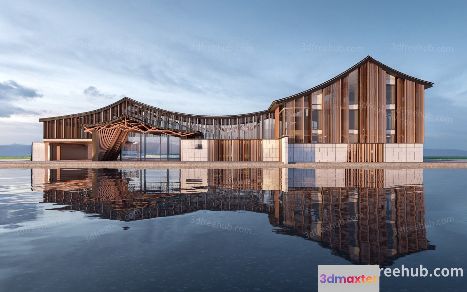 The Main Subject Is A Building With A Modern Design Featuring A Large Structure 3D Model - 22866 - VRAY Render