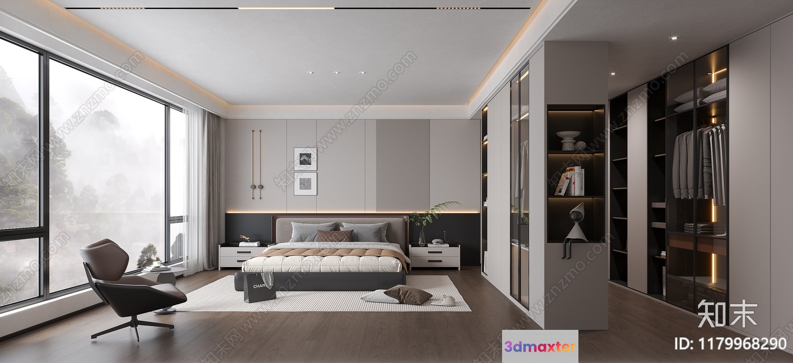 Modern Bedroom Design 3D Model - 17836 - CORONA Render