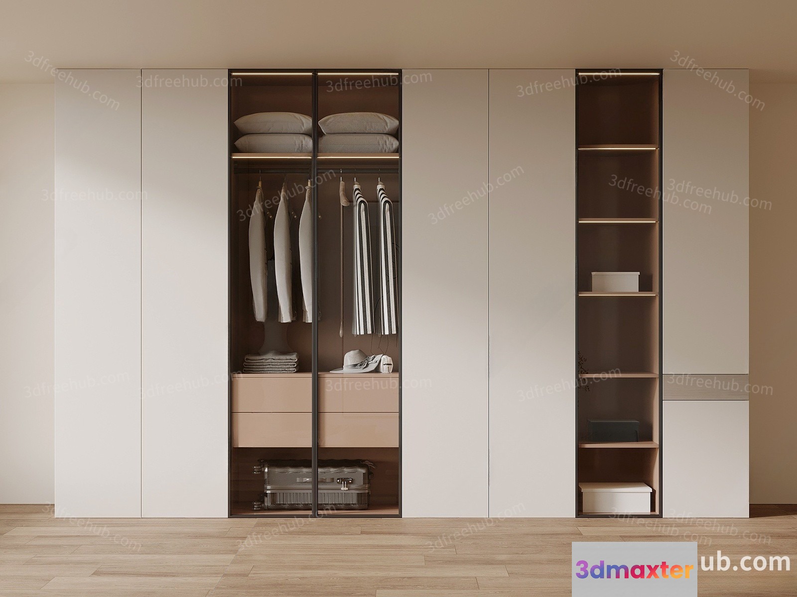 Modern Closet With Shelves 3D Model - 19672 - VRAY Render