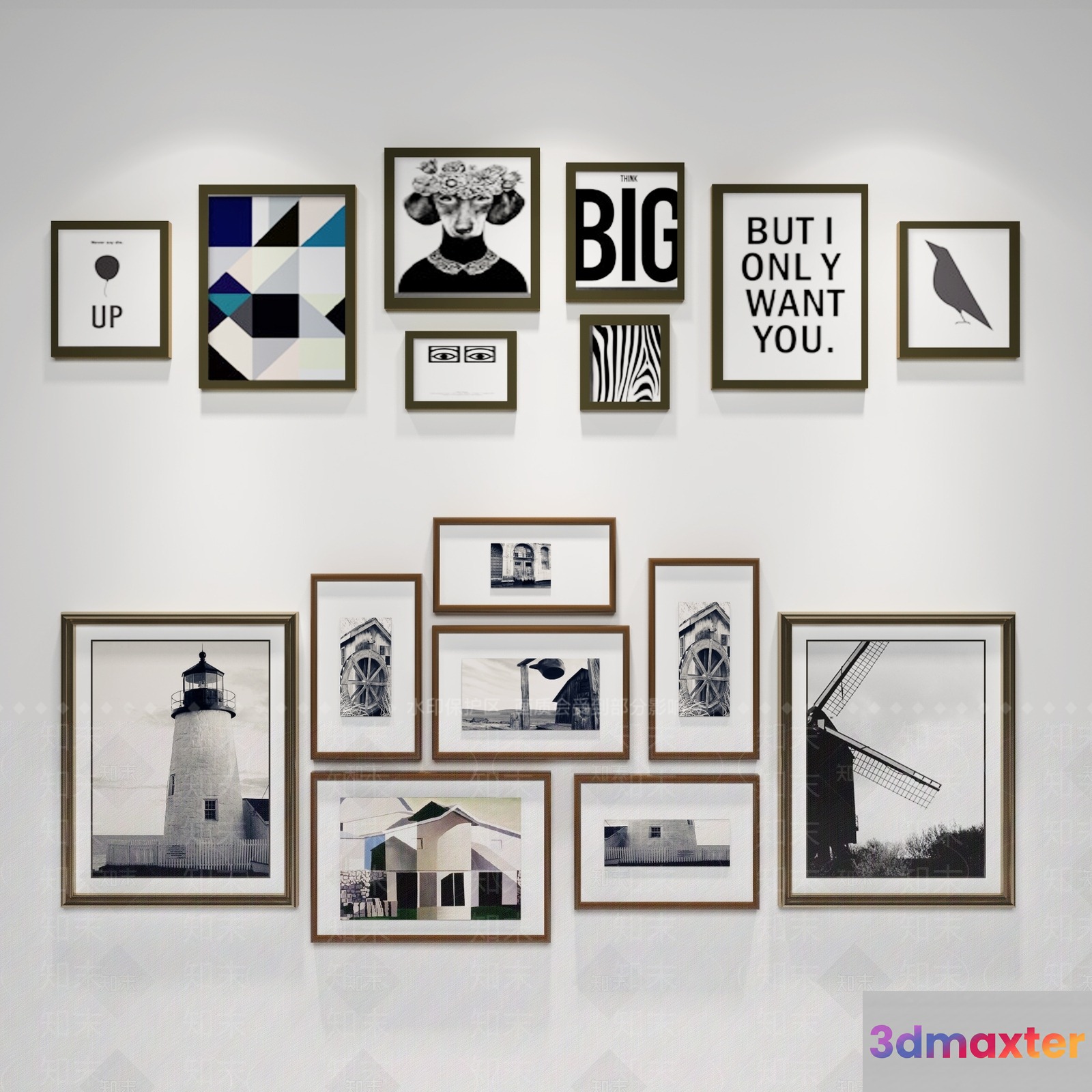 A Collection Of Framed Pictures 3D Model - 7921 - VRAY Render