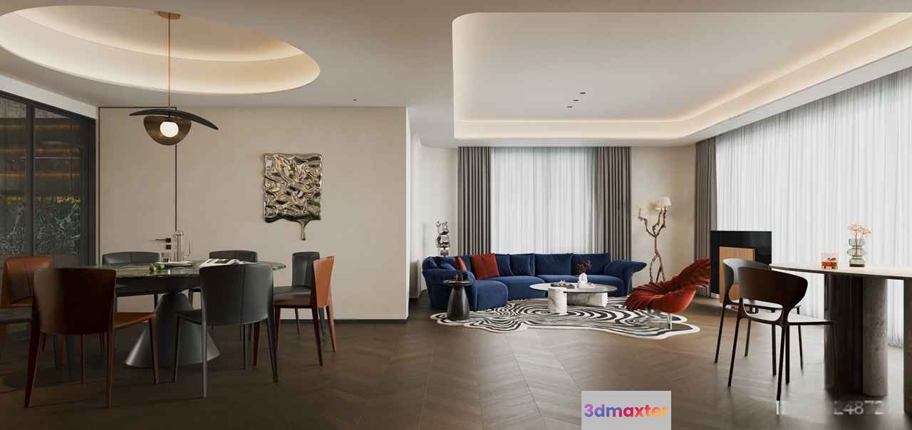 Modern Living Room 3D Model - 9926 - CORONA Render