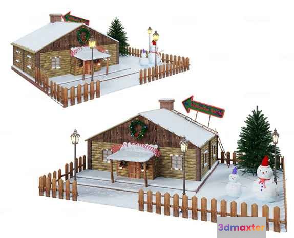 A Snowy Winter Scene 3D Model - 9162 - VRAY Render
