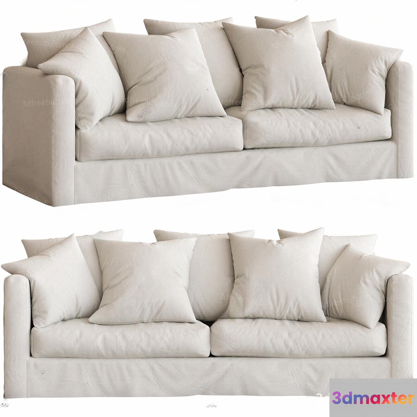 White Couch 3D Model - 22612 - VRAY Render