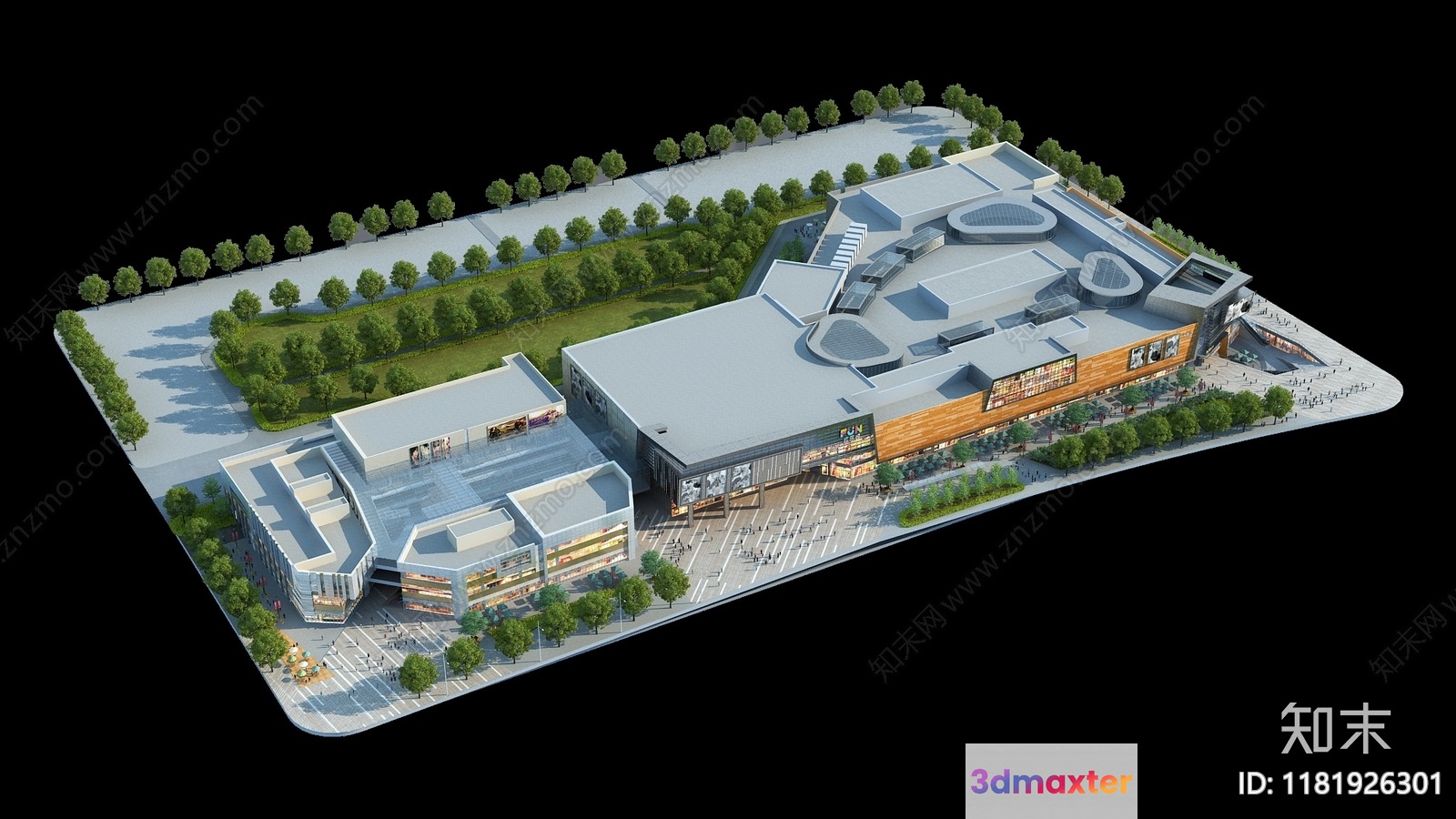 The Main Subject Is A 3D Rendering Of A Building Complex Characterized 3D Model - 1633 - VRAY Render