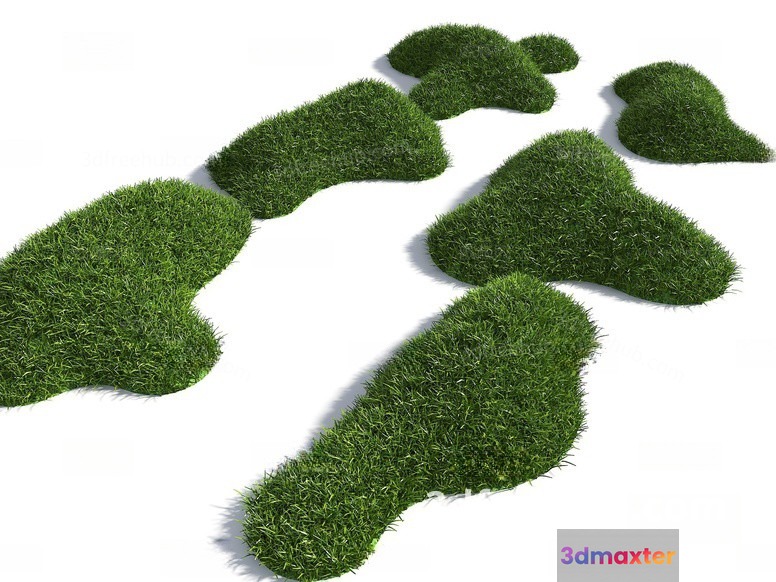 A Collection Of Green Grass Shapes 3D Model - 21574 - VRAY Render