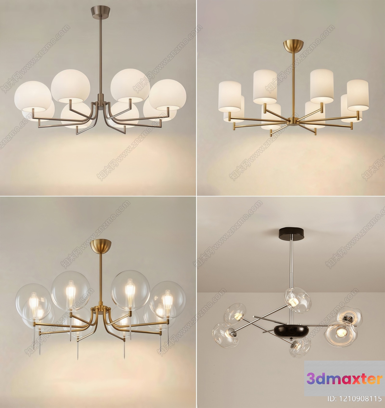 Gold Light Fixture 3D Model - 9529 - VRAY Render