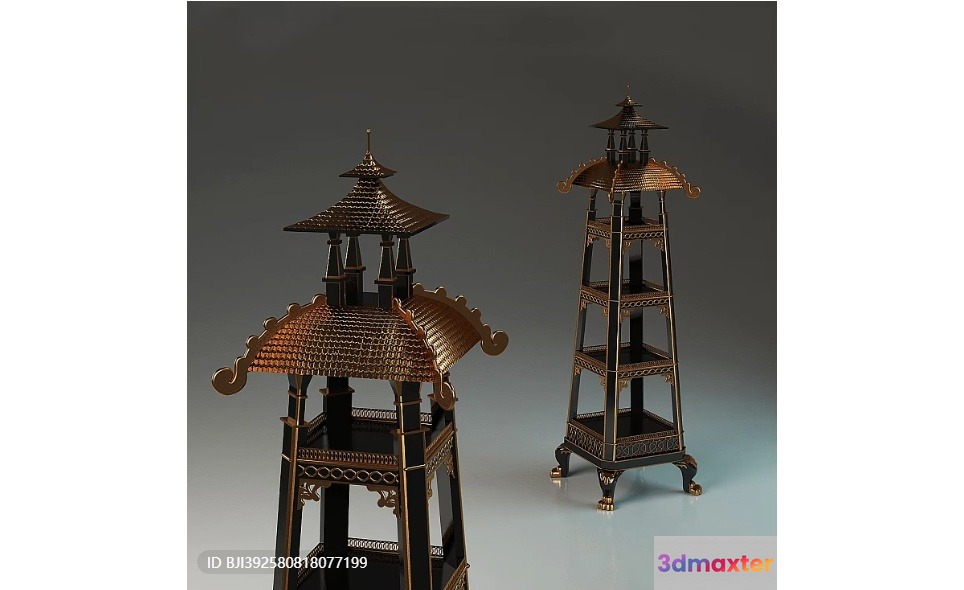 Two Ornate Metal Structures 3D Model - 18004 - VRAY Render