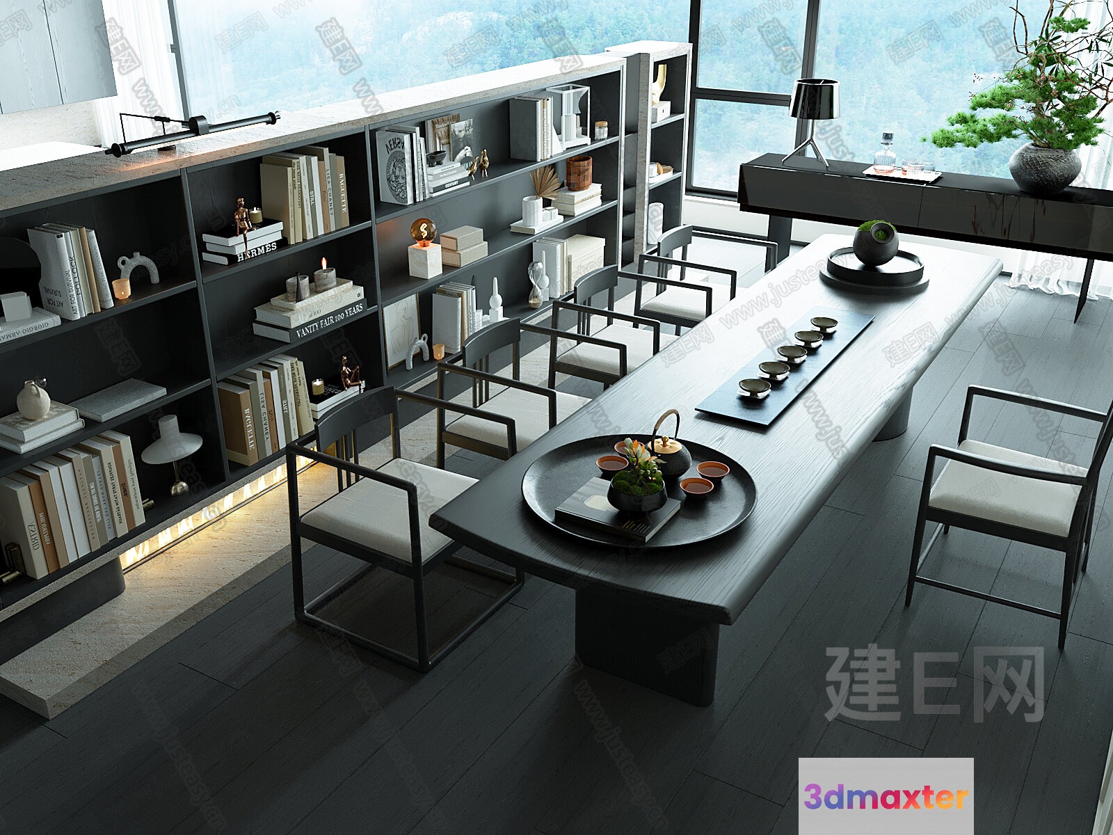 Modern Minimalist Dining Room 3D Model - 15180 - VRAY Render