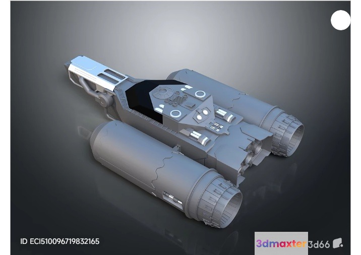 A Futuristic-Looking Spaceship 3D Model - 9631 - VRAY Render