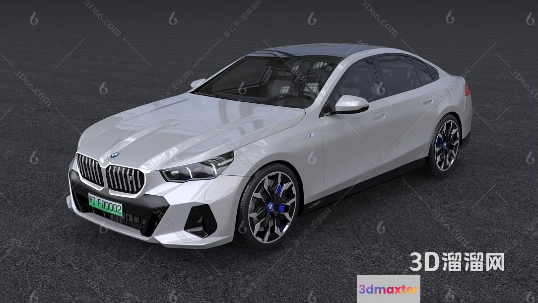 The Single Main Subject Is A White Bmw With A Green License Plate 3D Model - 128 - VRAY Render