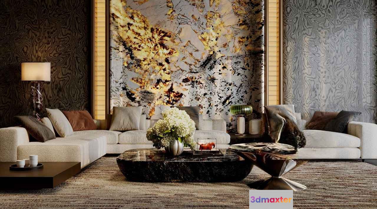 Modern Living Room 3D Model - 17532 - CORONA Render