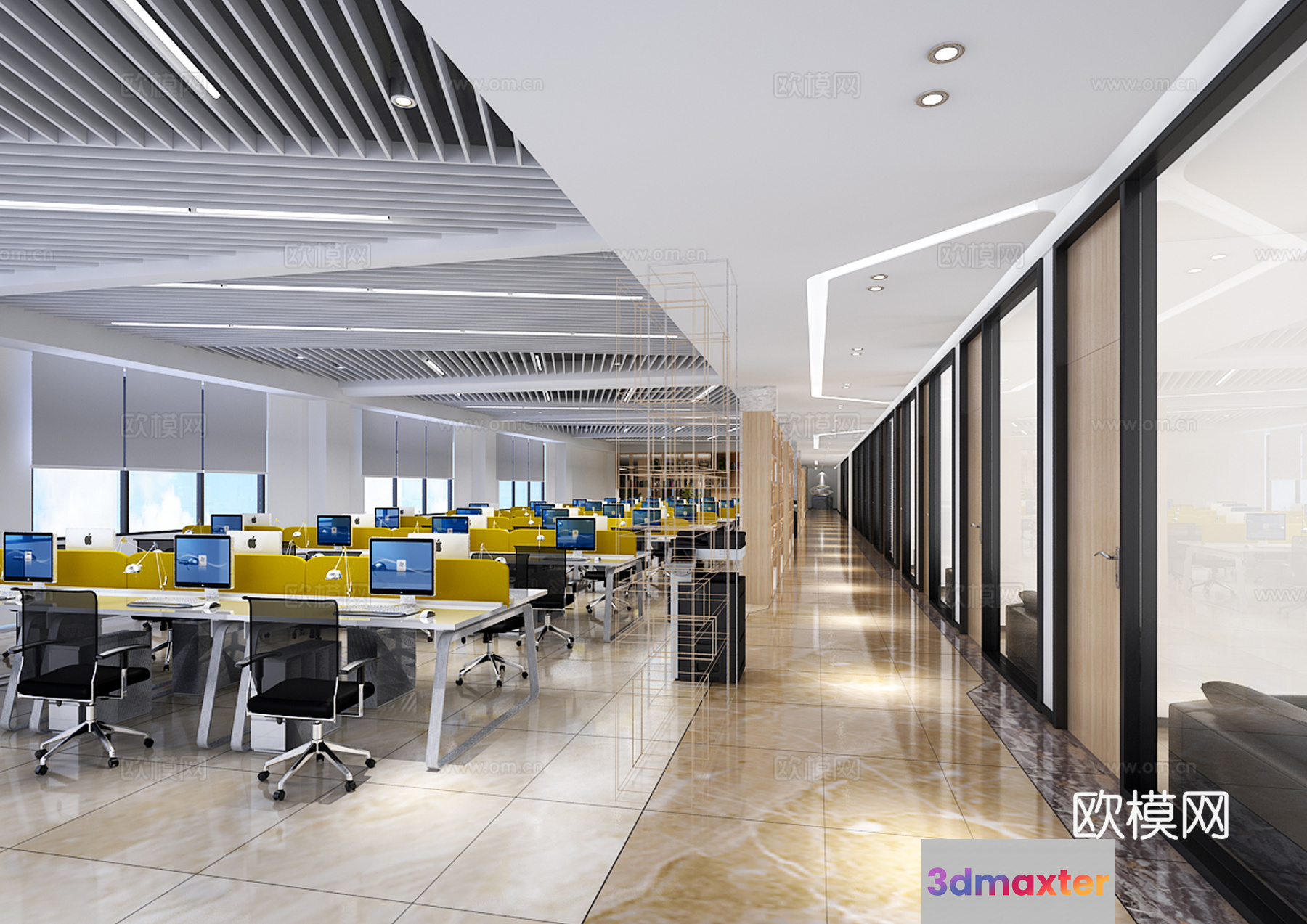 Modern Office Space 3D Model - 11168 - VRAY Render
