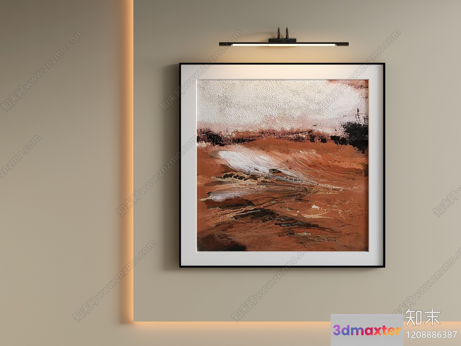 Abstract Painting With A Modern Frame 3D Model - 21677 - VRAY Render