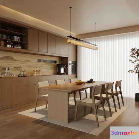 Modern Dining Room 3D Model - 6026 - VRAY Render