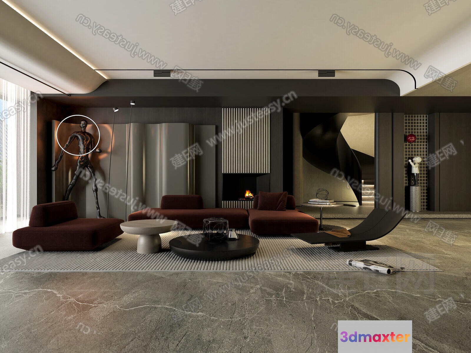 Modern Living Room 3D Model - 17666 - VRAY Render