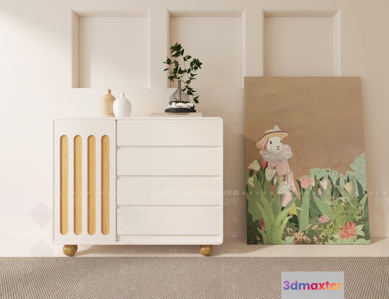 Modern White Dresser 3D Model - 1292 - VRAY Render