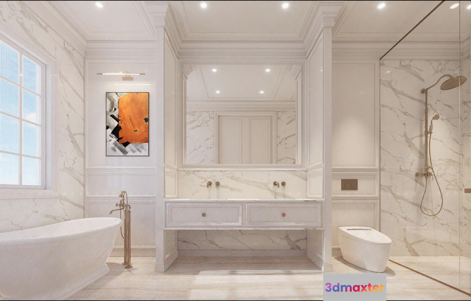 A Modern Bathroom 3D Model - 15641 - VRAY Render