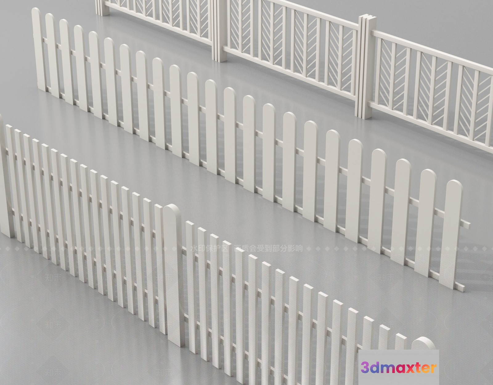 White Picket Fence 3D Model - 4388 - VRAY Render