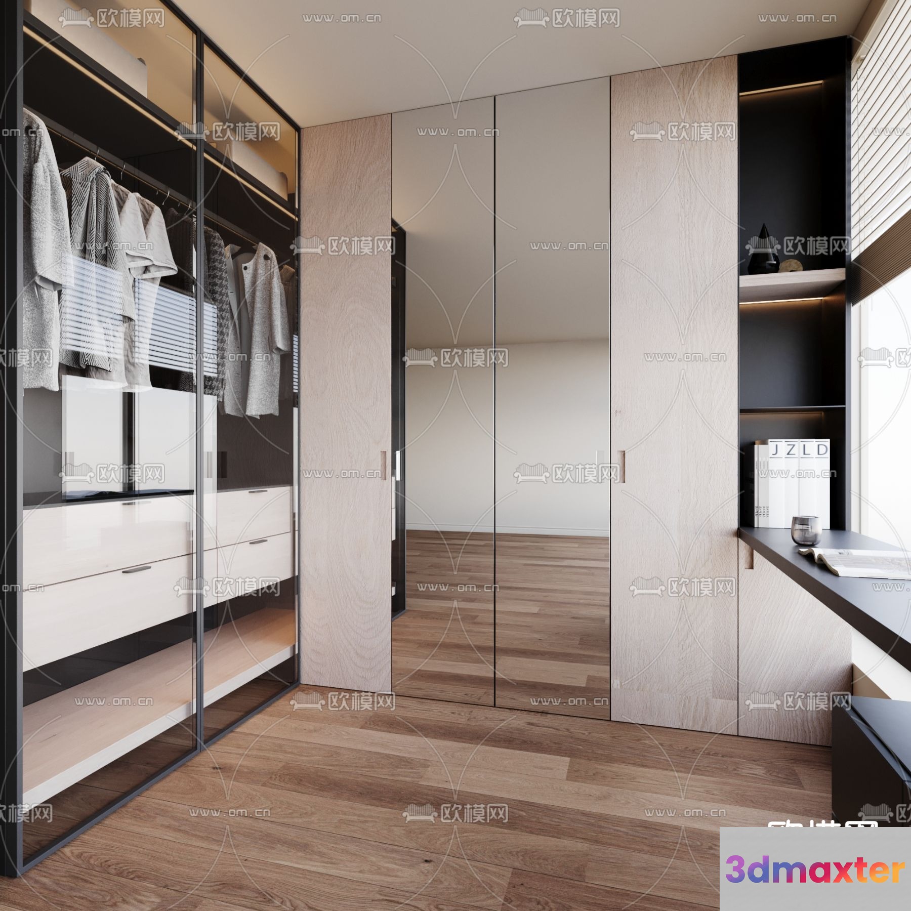 Modern Walk-In Closet 3D Model - 4095 - VRAY Render